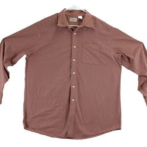 LL Bean Mens Long Sleeve‎ Gingham Button Down Shirt Red Tan Size LG REG